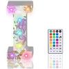 HIYAA Lettere luminose a LED glitterate, 18 colori cangianti, luce notturna con telecomando, per ragazze, regali di compleanno, bar, matrimoni, Natale, San Valentino, decorazione da parete - I
