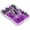 JNNJ 177 Pcs Kit di Bulloni Colorati per Carenatura Moto, Viti di Fissaggio Parabrezza, Kit di Bulloni in Alluminio Antiruggine M6 M5, Set di Viti Universali Con Rondella e Dado per Veicoli(Viola)