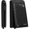 VULKIT Porta Carte pop-up Portafoglio Sottile Minimalista per Uomo Chiusura Magnetica con Blocco RFID Può contenere 12 Carte (Griglia nera)