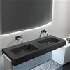 RELAX DESIGN Top con doppio lavabo integrato effetto ardesia in resina 150X50 : Colore - Cemento
