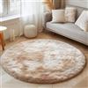 Tenekee Tappeto Rotondo Peloso Soggiorno Tappeti Soffici per Grandi Dimensioni Salotto Moderno Tappeto Morbido e Soffice per Salotto Cameretta Tavolino da Letto (120cm, Bianco kaki)