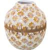 DRW Vaso da tavolo in madreperla e rattan 25 x 27 cm, bocca 9 cm
