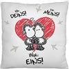 Sheepworld Cuscino di peluche con motivo Noi uno | Cuscino decorativo, 25 cm x 25 cm, 100% poliestere, regalo, San Valentino, articolo decorativo | 48182