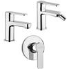 Jacuzzi Set miscelatori lavabo + bidet + incasso doccia Jacuzzi | rubinetteria Eolo ottone cromato per piletta click clack