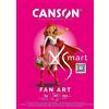 CANSON XSmart, Carta da disegno bianca, tinta unita, 250gsm, blocco incollato a lato lungo, A4-21x29,7cm, Bianco, 20 fogli