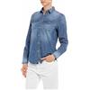 REPLAY Camicia in Jeans Donna Manica Lunga in Cotone, Blu (Medium Blue 009), XL