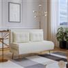 DEGHI Divano letto 2 posti in tessuto teddy bianco con schienale regolabile e gambe oro - Terat Deluxe