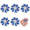 FINGERINSPIRE 6 bottoni a forma di fiore con strass, 26 mm, in ottone, blu reale, decorazioni per cucito, con 1 foro, per gioielli, artigianato, abiti da sposa, fai da te