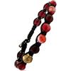 Samsara Bracciale Tibetano Buddista - shamballa con pietra in Agata Rossa Striata - Filo in cotone cerato nero