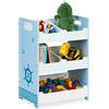Relaxdays Scaffale Portagiochi con 5 Scomparti, in MDF, Mobile per la Camera dei Bambini, 60 x 42,5 x 30 cm, Bianco Blu