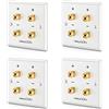 deleyCON 4 Pezzi Altoparlanti Multimediali Wallbox Scatola di Derivazione a Muro con Spina a Banana Prese per 2 Altoparlante (Rosso/Nero) - Sistema Audio Surround Hi-Fi Home Cinema Set di 4
