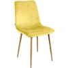ZONS Zone - Set di 6 sedie in velluto giallo sostenuto su 4 piedi in metallo effetto legno,