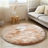 Tenekee Tappeto Rotondo Peloso Soggiorno Tappeti Soffici per Grandi Dimensioni Salotto Moderno Tappeto Morbido e Soffice per Salotto Cameretta Tavolino da Letto (80cm, Bianco kachi)