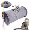 Aipwerer Tunnel per Gatti,Tunnel da Gioco per Gatto Pieghevole,Giocattoli con Palla e Gatto per Cani per Gatti,giocattolo Cuccioli, Conigli, Porcellini D'India, Uso Interno ed Esterno (Grigio)