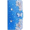 BLOTECH Portafoglio Diamante per Huawei P30 Lite 3D Bling Bling Glitter Brillantini Brillante Blu Custodia Case Libro Leather Flip Protettiva Portafoglio, ID Slot per Scheda, Cover per Huawei P30 Lite