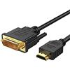 CableCreation - Cavo DVI a HDMI, 1,5 m, connettore HDMI bidirezionale a connettore DVI (24 + 1), adattatore HDMI DVI per Raspberry Pi, Roku, Xbox One, laptop, Blue-Ray, supporto 1080P