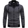 APAELEA Felpa Uomo con Cappuccio Falso Due Pezzi Manica Lunga Maglioncino con Zip Giacca,Grigio Scuro,M