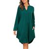 Vlazom Camicia da Notte Cotone con Bottoni a Maniche Lunghe Davanti Curvy Scollo a V，Blu Cobalto，M