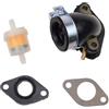 GOOFIT 18mm Carburatore Collettore di Aspirazione 90 Gradi Tubo Piegato Filtro Del Carburante Guarnizione di Ricambio per 4 Tempi GY6 49cc 50cc Motore Taotao ATV Scooter Ciclomotore