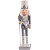 Ciao Schiaccianoci Natale Soldatino con alabarda (24cm) in legno glitterato, argento/bianco