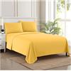 Sweet Home Collection Lussuoso Set di Biancheria da Letto con Lenzuolo Piatto, Lenzuolo con Angoli, 2 federe, in Microfibra, Giallo, California King