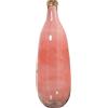 DRW Vaso da pavimento in vetro riciclato in rosa con filo dorato 25 x 75 cm, bocca 6 cm