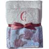Generico Set Asciugamano con Ospite, Iniziale ricamata con balza 100% cotone (Rosa)