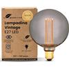 greenandco Lampadina Vintage E27 G125 grigio 4W 100lm luce extra calda | Lampadina luce calda 1800K, angolo del fascio 320°, 230V, nessun sfarfallio, non dimmerabile