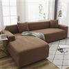 OKJK Copridivano per Divano in Pelle Impermeabile Elastico Morbido Tessuto Confortevole, Copridivano con Chaise Longue Adatto per la Maggior Parte dei divani,Light Coffee,4-Seat 230-300cm