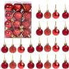 SHATCHI 30 mm/24 palline di Natale infrangibili rosse, decorazioni per albero di Natale, palline ornamentali da appendere per le vacanze, lucide, opache, glitterate