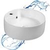 Starbath Plus - Lavabo in ceramica - Forma rotonda - Bianco lucido - Dimensioni 40 x 40 x 15 cm - Ideale per mobili da bagno e toilette da appoggio