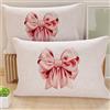 PETTI Artigiani Italiani - Coppia di Federe Cuscino 50x80 cm in Microfibra, Cuscini Arredo Camera da Letto, Divano, Salotto, Set 2 Fodere Copricuscino, Federa Fiocco Rosa, 100% Made in Italy