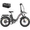 Fafrees Bici Elettrica Pieghevole Uomo Donna, 48V 22.5Ah Bicicletta Elettrica 100-120KM, 4.0 Fat Bike Ebike, 7 Velocità, Carico 150KG, Ufficiale F20 Max 2023 Nuovo Blu