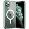 JETech Cover Magnetica per iPhone 11 Pro Max 6,5 Pollici Compatibile con Ricarica Wireless MagSafe, Telefono Custodia Paraurti Antiurto, Retro Antigraffio Trasparente (Verde Notte)