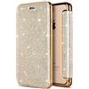 Surakey Cover per iPhone XR, in pelle PU, con aletta a portafoglio, per iPhone XR, con lustrini, con strass, luccicanti, colore: Oro