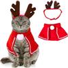 FIBOUND Animali Costume di Babbo Natale, Accessori di Natalizi per Cane Gatto, Costume Natalizio per Animali Domestici con Corna di Renna, Cappello Natalizio per Animale Domestico