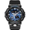 TASGO Orologi digitali da uomo, sport impermeabile militare orologio da polso per uomo, multifunzione al quarzo grande quadrante orologi da polso, Nero e blu.