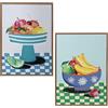 DRW Quadro su tela di bodegon di frutta con cornice in legno con vari colori 24x24x2cm