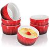 COM-FOUR® 6x ciotole per ragù - Stampi resistenti al forno in rosso - ciotola per creme brulee - ciotola per dessert con 185 ml ciascuno