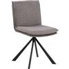 AC Design Furniture Flemming Sedia per sala da pranzo con funzione girevole, rivestimento in grigio chiaro e antracite e gambe in acciaio nero, 1 pezzo, sedia da cucina in stile moderno, tessuto,