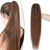 SEGO Coda di Cavallo Capelli Veri Clip Pinza Extension Ponytail Naturale Remy Human Hair Umani Lisci 35cm Fascia Unica 105g - # Castano Cioccolato