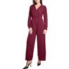 Laphilo Tuta Lunga Donna con Scollo V Monopezzi a Gamba Larga con Cintura Casual Elegante Estiva (cod. 7213) (L, Blu)
