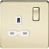 Knightsbridge sfr7000pbw 13 A 1 G vite meno DP presa lucido con inserto bianco, in ottone