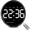 Sukeen Orologio da parete digitale da 25,4 cm, orologio da parete con luce colorata, grande orologio da parete digitale con data, giorno, temperatura, timer, conto alla rovescia, 2 sveglie, festival,