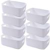 NCRGB 7 contenitori bianchi in plastica con manici, 20 x 14,7 x 7 cm, organizer da bagno, cucina, per cucina, bagno
