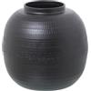 DRW Vaso da Tavolo in Alluminio Intagliato in Nero 24x24x23cm, Metallo