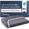 Cathay Home 14 Fitted Sheet Lenzuolo con Angoli, Poliestere, Grigio, King Size