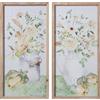 DRW Set di quadri stile tela di fiori in un vaso in tonalità pastello 30 x 60 x 1,8 cm