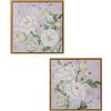 DRW Quadro tela con fiori e cornice in legno con vari colori 40 x 40 x 3,5 cm