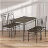 LafeuR Set da pranzo con tavolo da pranzo e 4 sedie, set di 5 pezzi, per sala da pranzo, cucina, soggiorno, colore legno scuro + cornice nera, 109 x 69 x 75 cm